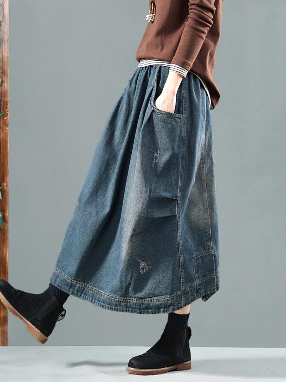 Split-joint Denim Skirt Bottom - Image 4