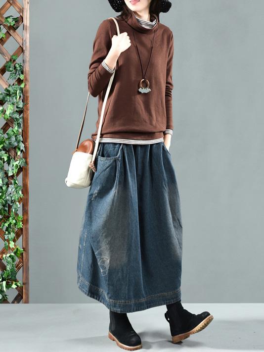 Split-joint Denim Skirt Bottom - Image 5