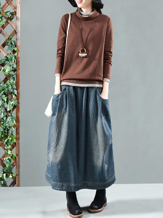 Split-joint Denim Skirt Bottom - Image 6