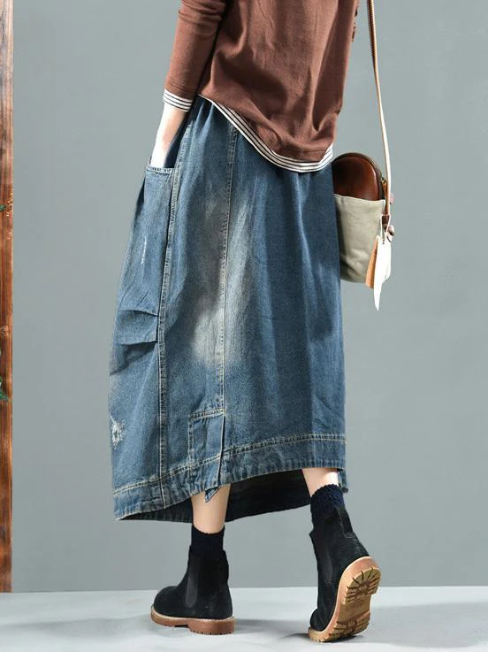 Split-joint Denim Skirt Bottom - Image 7