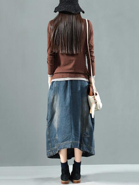 Split-joint Denim Skirt Bottom - Image 8