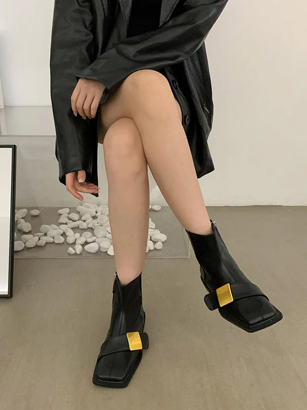 Split-Joint Square-Toe Boots Chelsea Boots - Image 2
