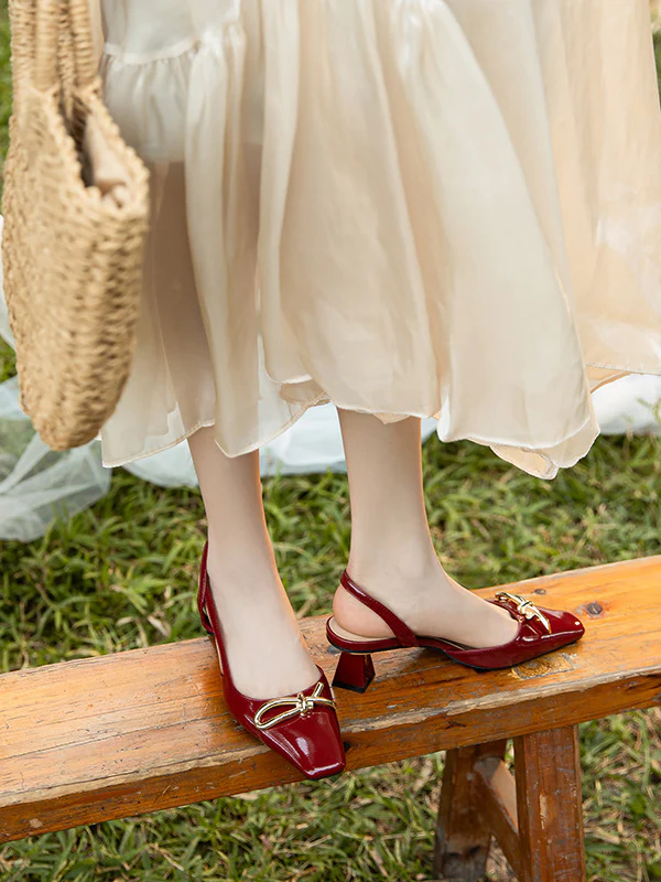 Split-Joint Square-Toe Sandals Sling Shoes - Image 11