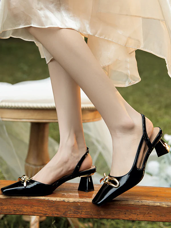 Split-Joint Square-Toe Sandals Sling Shoes - Image 2