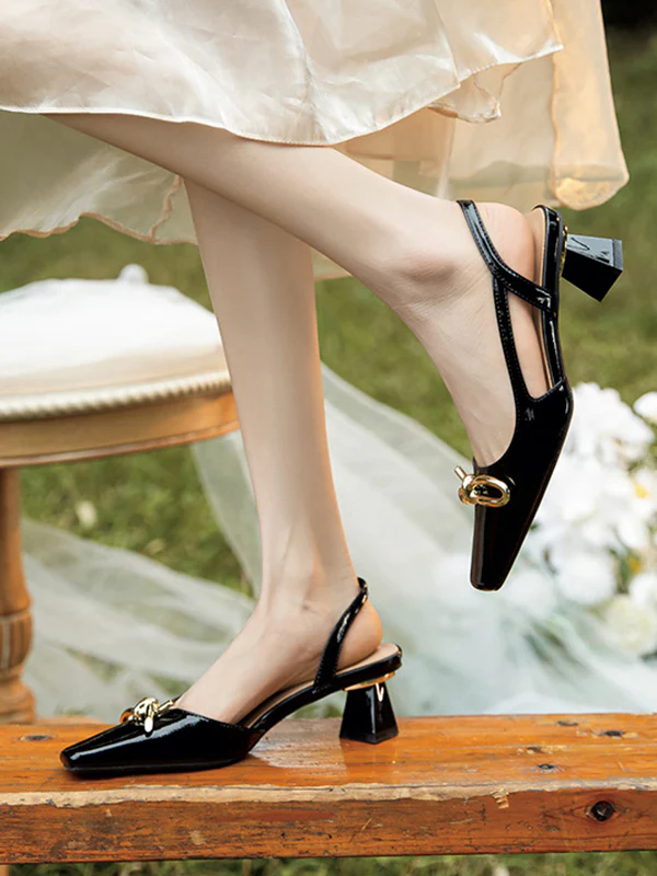 Split-Joint Square-Toe Sandals Sling Shoes - Image 3