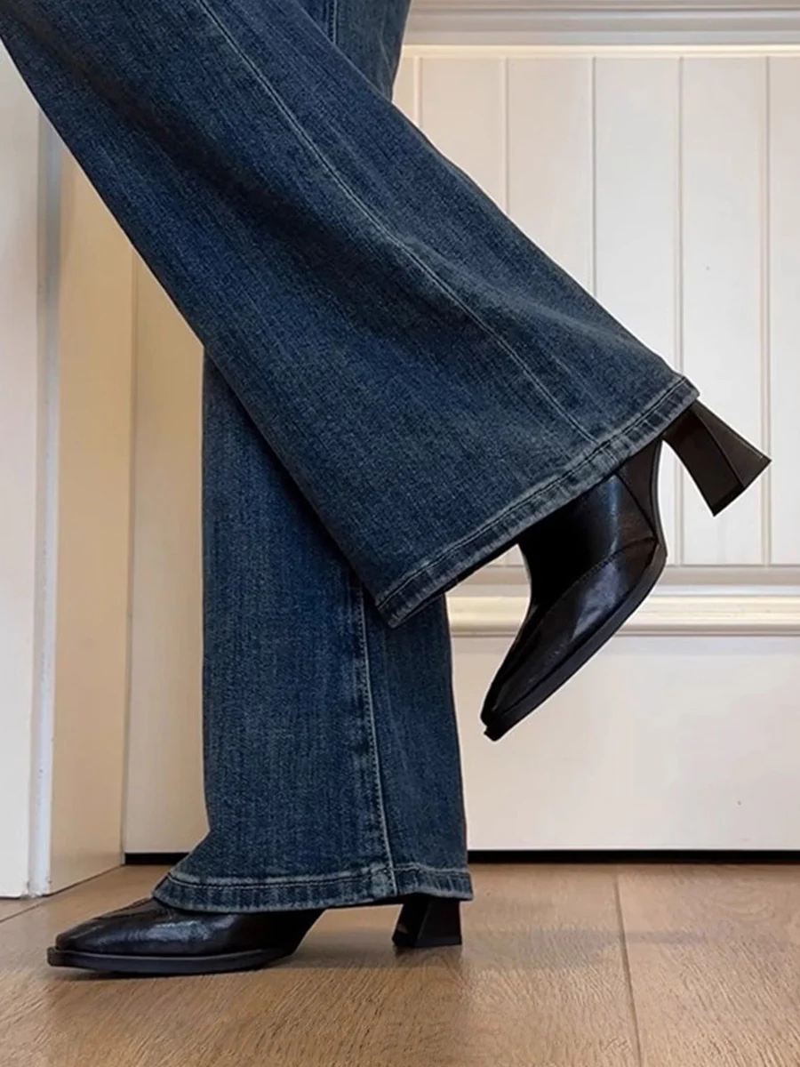 Split-Joint Square-Toe Zipper Boots - Image 2
