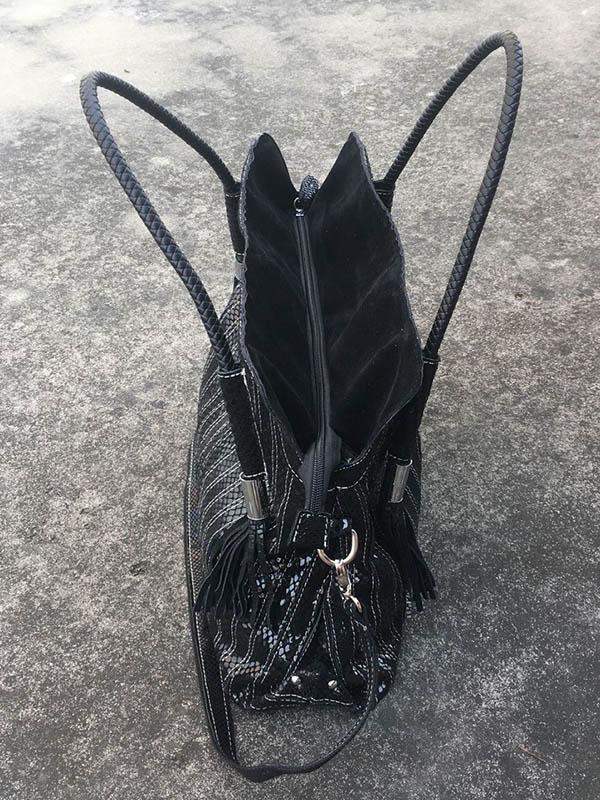 Split-joint Striped Shoulder Sling Leather Bag - Image 12