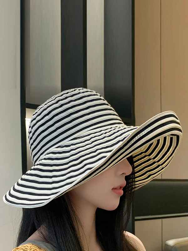 Split-Joint Striped Sun Hat - Image 2