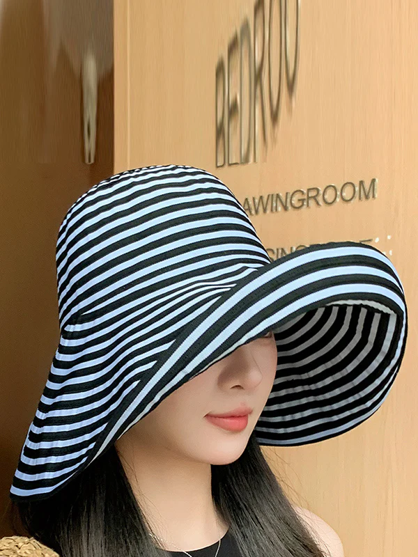 Split-Joint Striped Sun Hat - Image 5