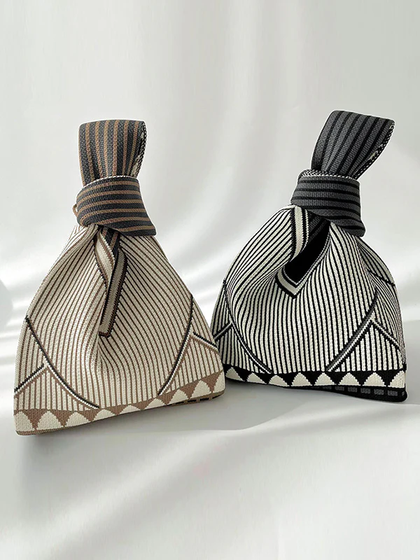 Split-Joint Striped Woven Bags Handbags - Image 2