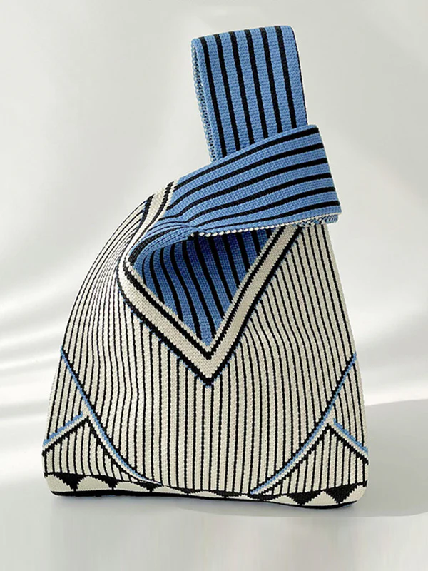 Split-Joint Striped Woven Bags Handbags - Image 5