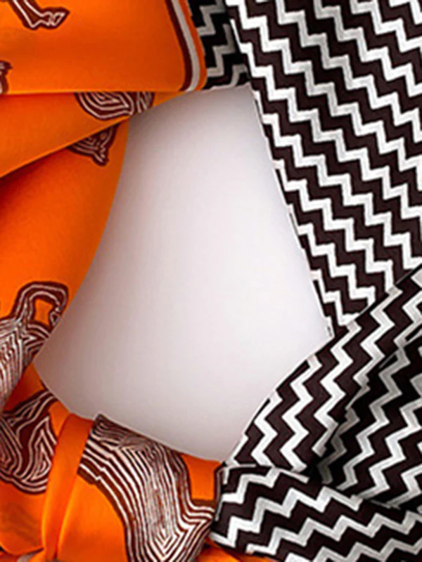Square Animal Printed Striped Scarf - Image 2