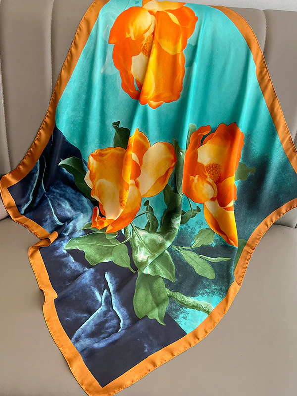 Square Floral Printed Scarfs&Hats - Image 5