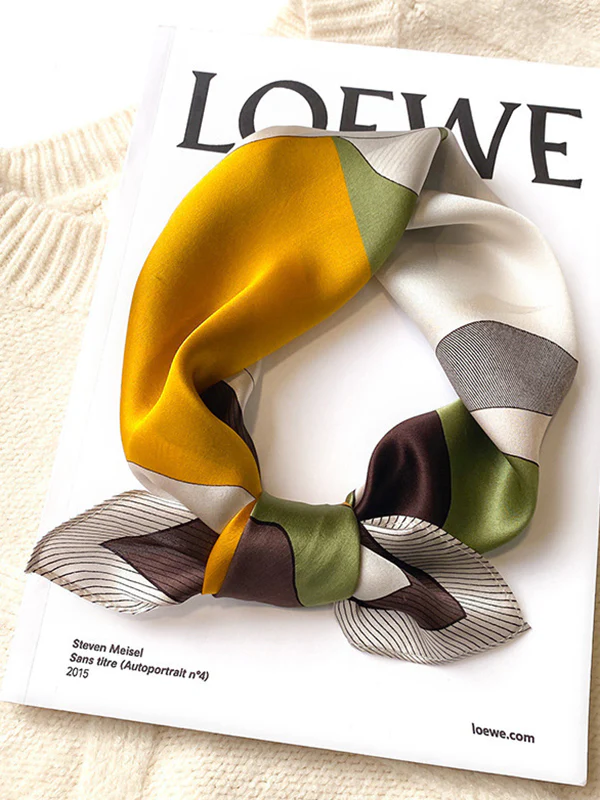 Square Printed Striped Scarf - Image 2