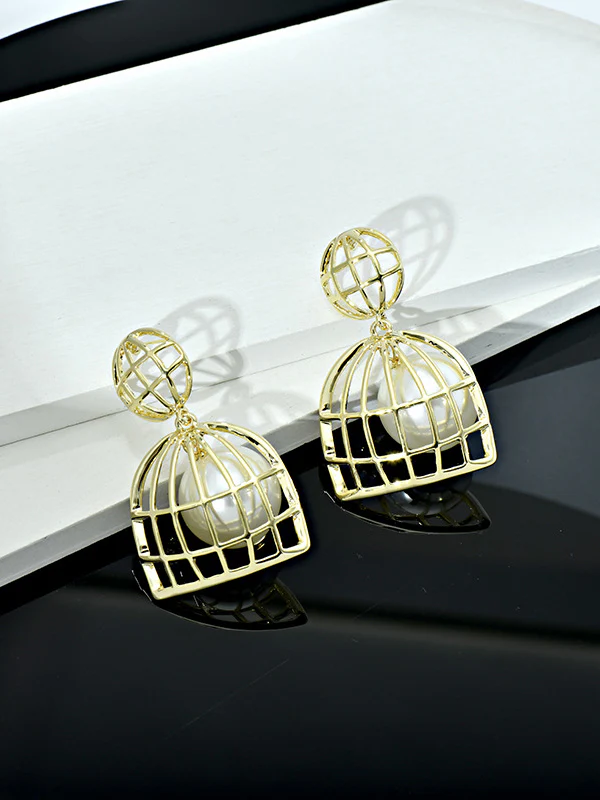 Statement Geometric Pearl Earrings Accessories - Image 5