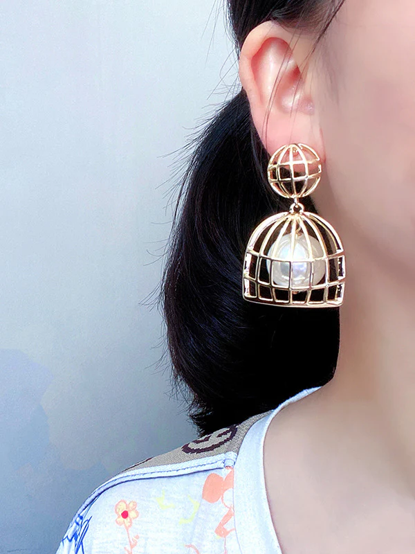 Statement Geometric Pearl Earrings Accessories - Image 6