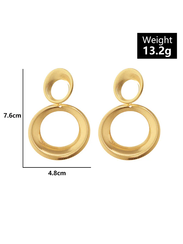 Statement Hollow Solid Color Geometric Earrings Accessories - Image 2