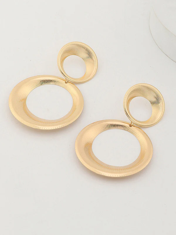 Statement Hollow Solid Color Geometric Earrings Accessories - Image 3