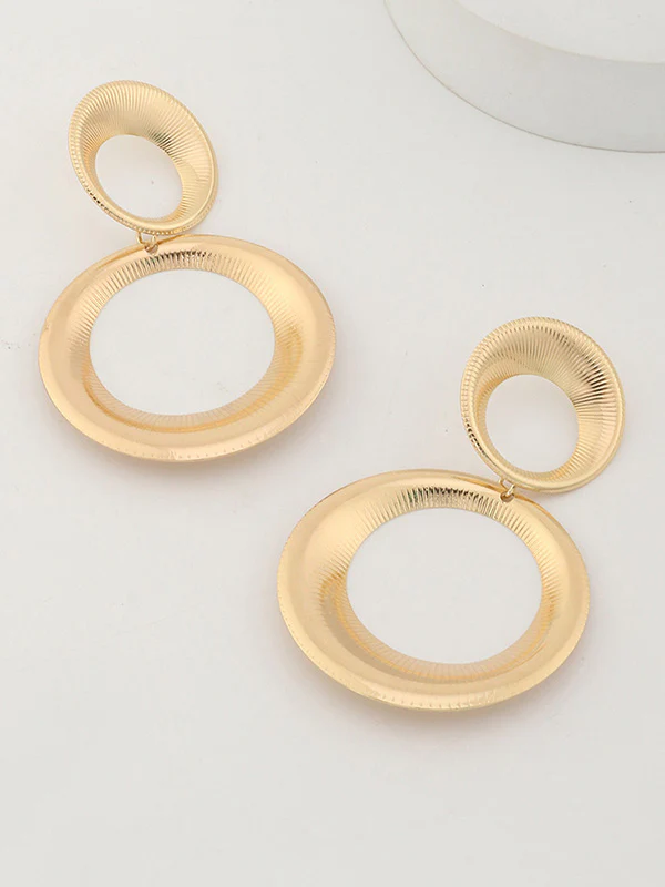Statement Hollow Solid Color Geometric Earrings Accessories - Image 4