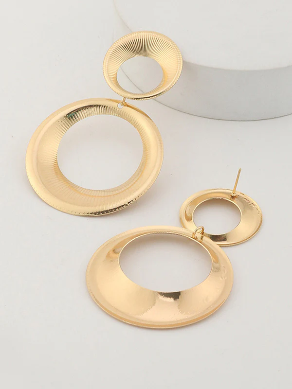 Statement Hollow Solid Color Geometric Earrings Accessories - Image 5