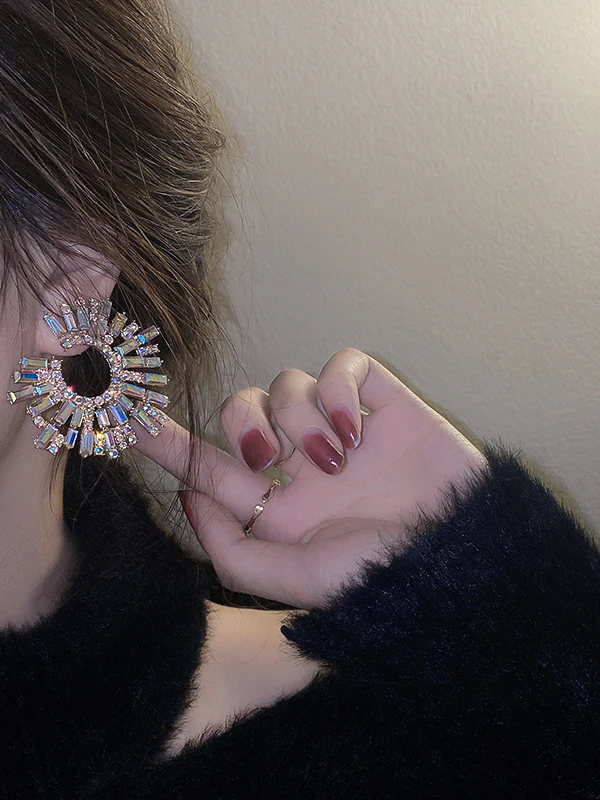 Statement Multi-Colored Rhinestone Earrings Accessories - Image 4