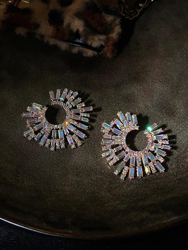 Statement Multi-Colored Rhinestone Earrings Accessories - Image 5