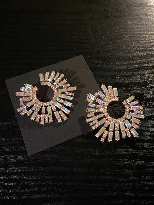 Statement Multi-Colored Rhinestone Earrings Accessories - Image 6