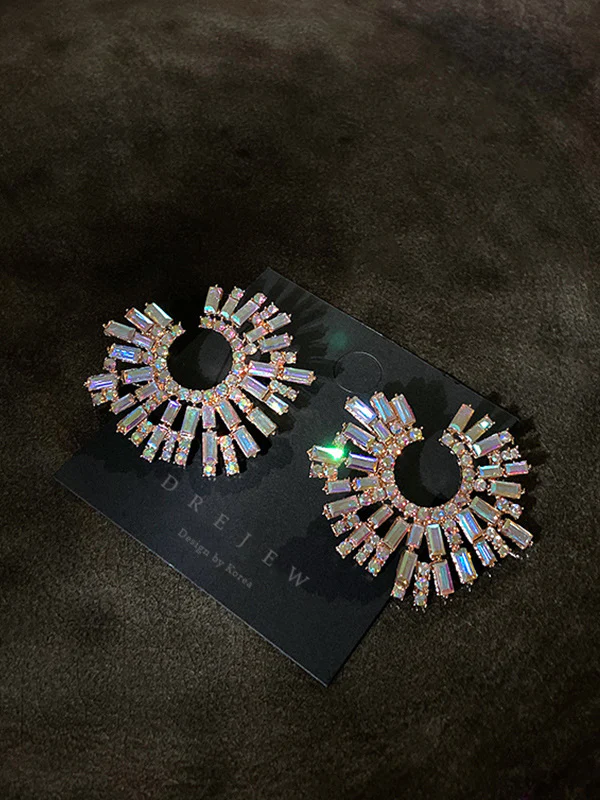 Statement Multi-Colored Rhinestone Earrings Accessories - Image 7