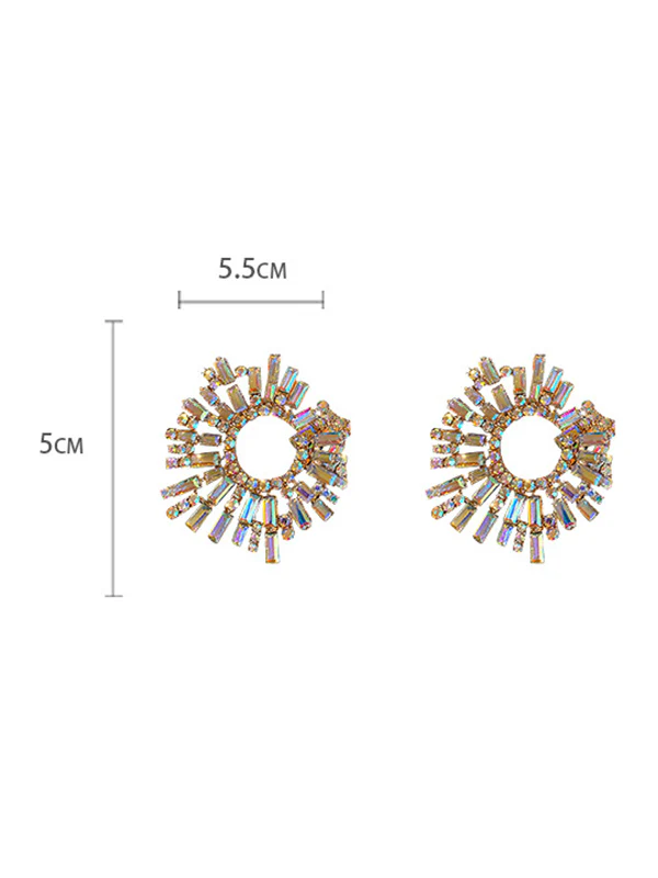 Statement Multi-Colored Rhinestone Earrings Accessories - Image 8