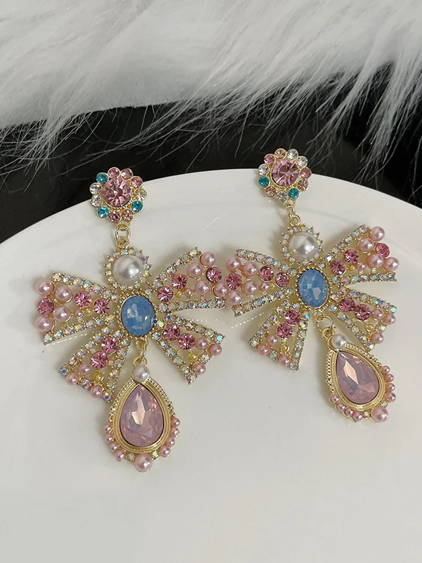 Statement Pink Bow-Embellished Earrings Accessories - Image 5