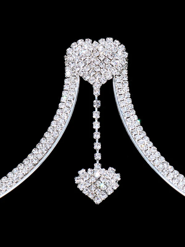 Statement Rhinestone Alloy Heart Shape Body Chain Accessories - Image 5