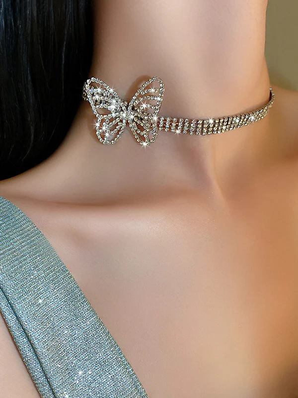 Statement Rhinestone Butterfly Necklaces - Image 2