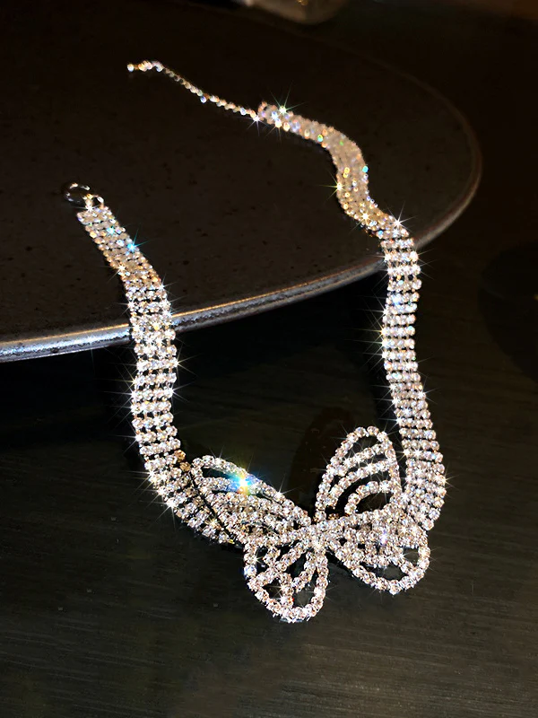 Statement Rhinestone Butterfly Necklaces - Image 3