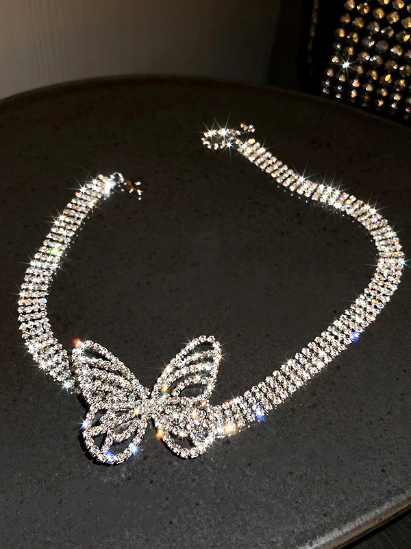 Statement Rhinestone Butterfly Necklaces - Image 4