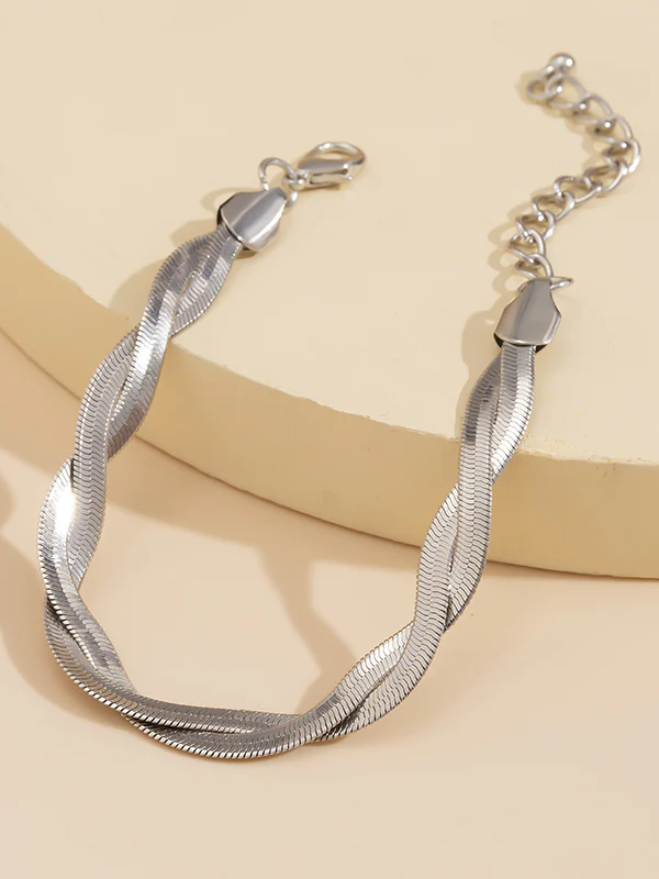 Statement Solid Color Geometric Alloy Bracelet Accessories - Image 4