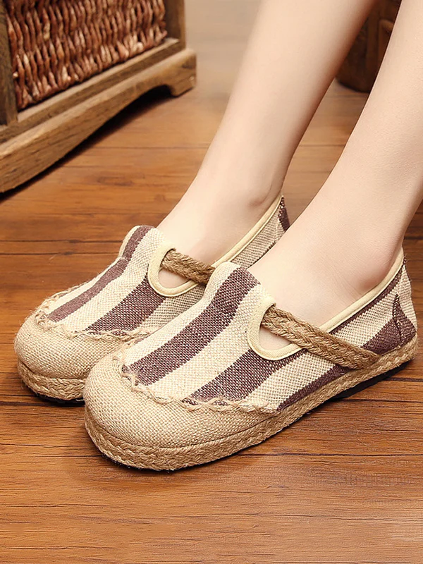 Striped Canvas Shoes Flat Shoes - Image 3