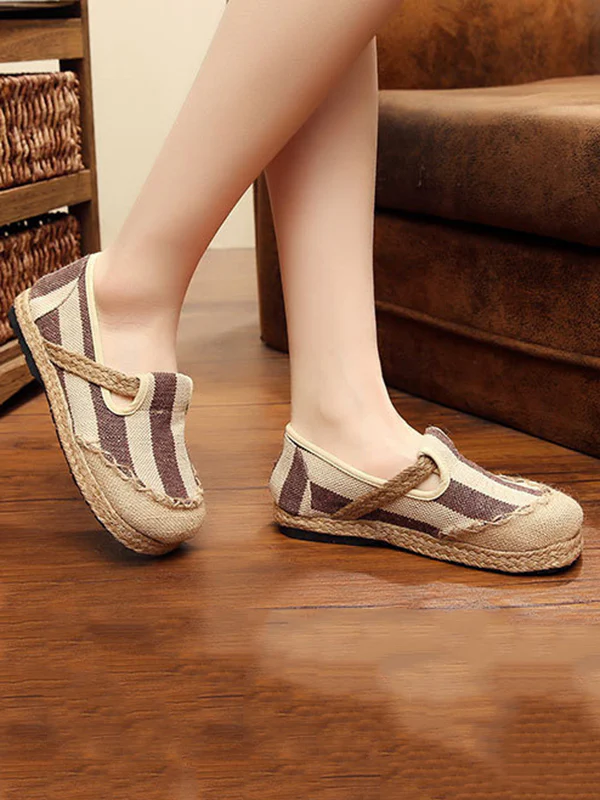 Striped Canvas Shoes Flat Shoes - Image 5