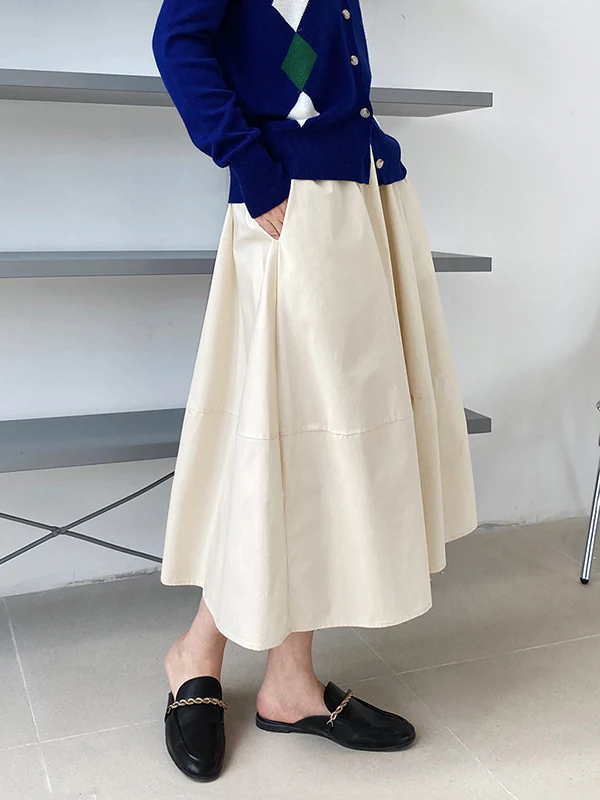 Stylish A-Line Elastics Solid Color Skirts - Image 15