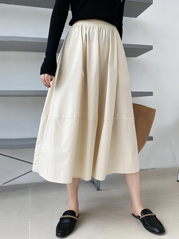 Stylish A-Line Elastics Solid Color Skirts - Image 16