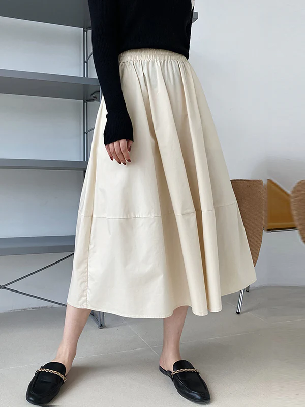 Stylish A-Line Elastics Solid Color Skirts - Image 2