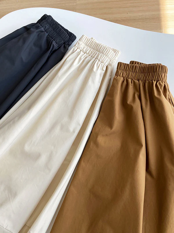 Stylish A-Line Elastics Solid Color Skirts - Image 20