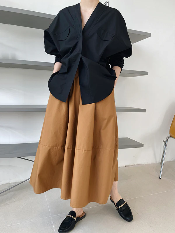Stylish A-Line Elastics Solid Color Skirts - Image 3