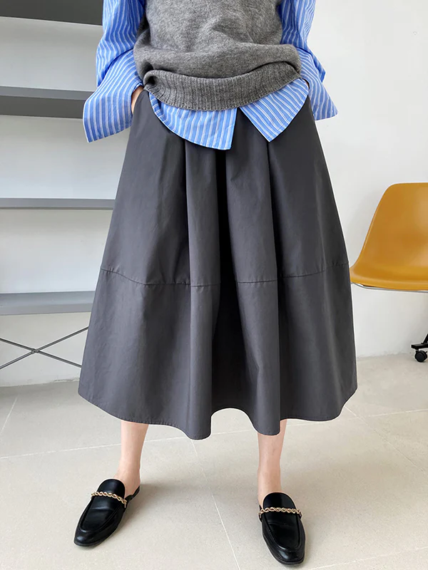 Stylish A-Line Elastics Solid Color Skirts - Image 4
