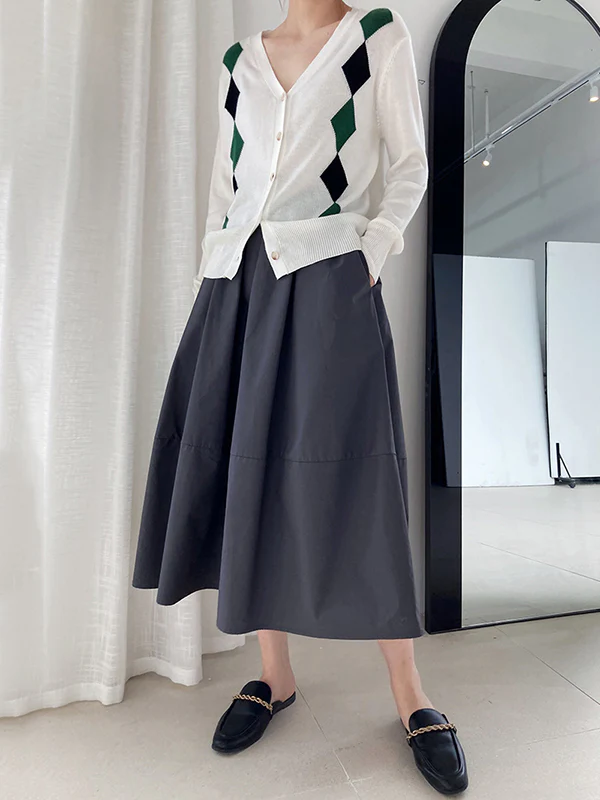 Stylish A-Line Elastics Solid Color Skirts - Image 7