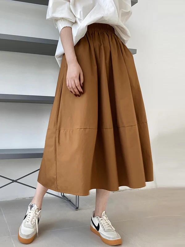 Stylish A-Line Elastics Solid Color Skirts - Image 8