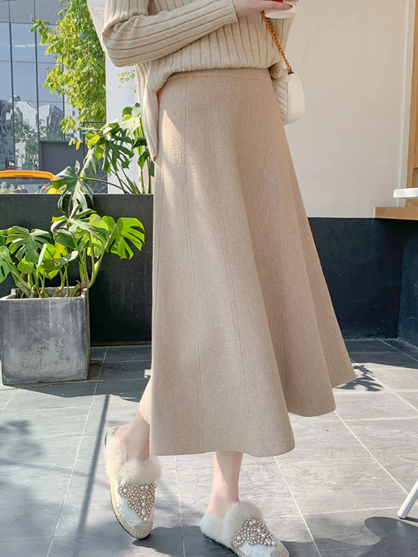 Stylish A-Line Solid Color Skirts Bottoms - Image 10