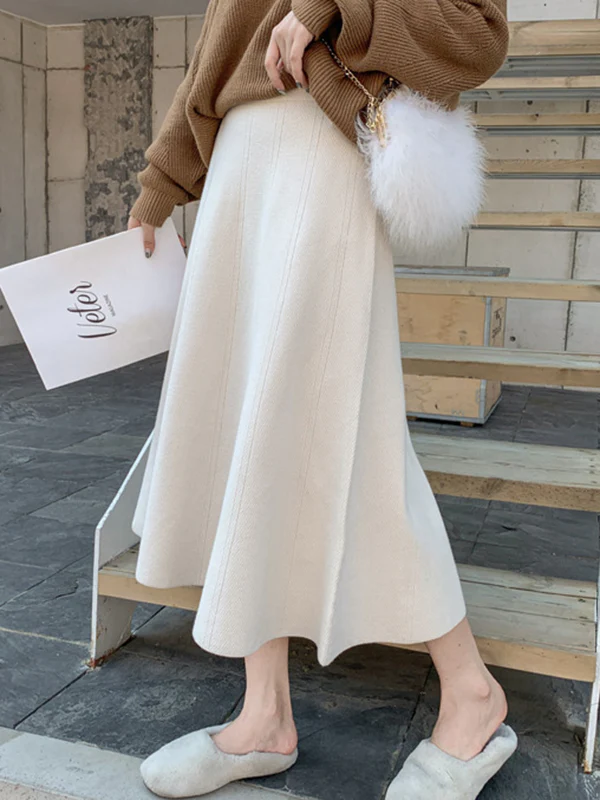 Stylish A-Line Solid Color Skirts Bottoms - Image 11