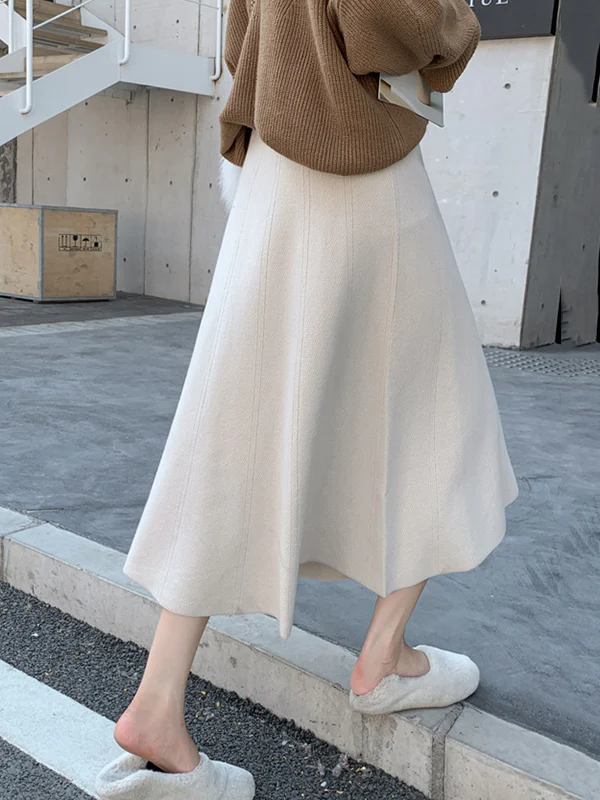Stylish A-Line Solid Color Skirts Bottoms - Image 12