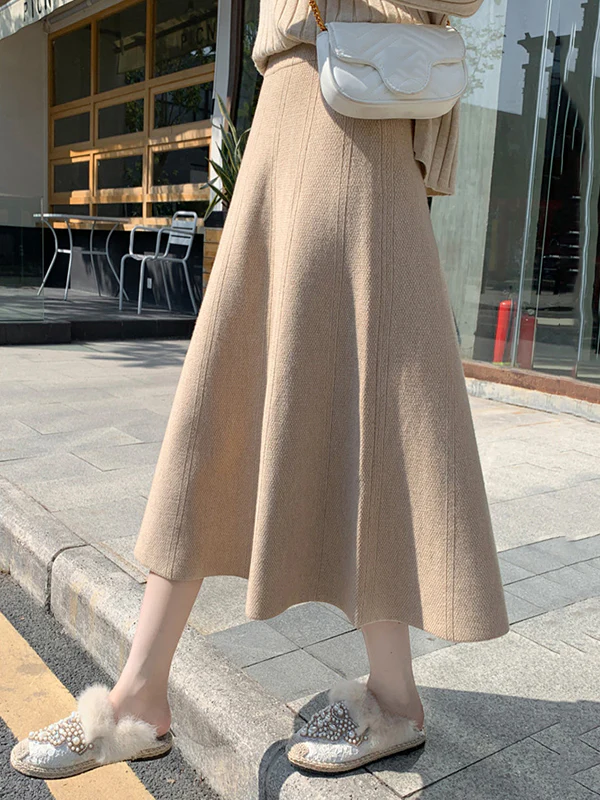 Stylish A-Line Solid Color Skirts Bottoms - Image 2