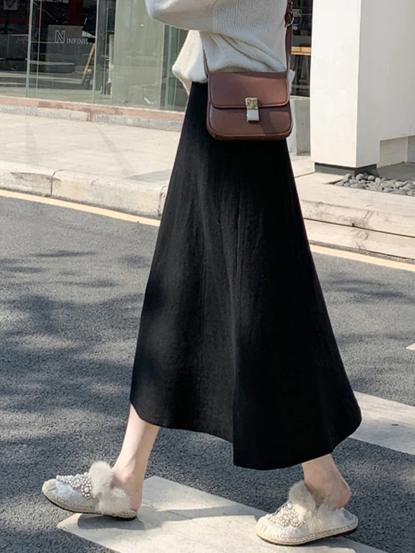 Stylish A-Line Solid Color Skirts Bottoms - Image 4